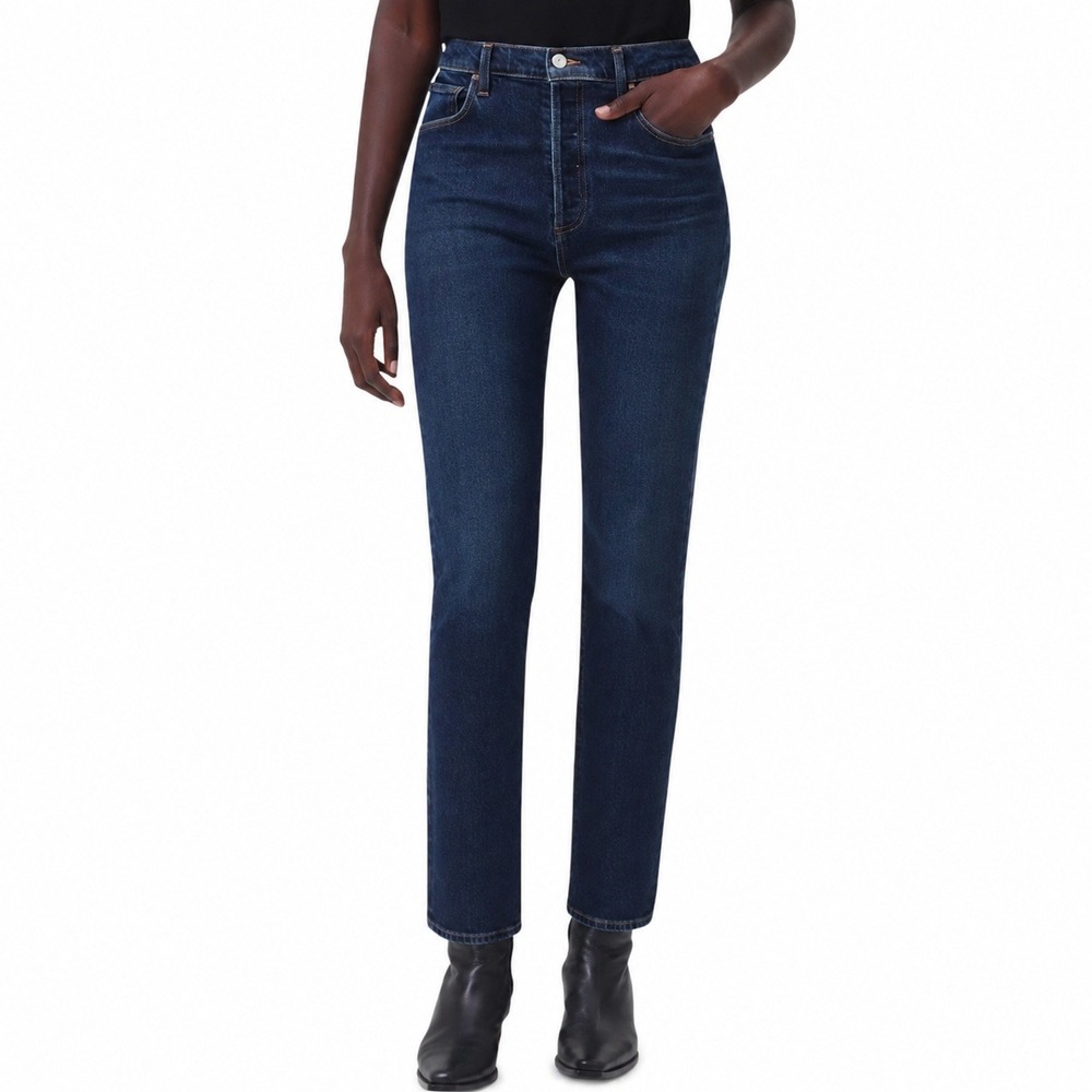 AGOLDE Riley Long Jeans 25 Dark Blue High Rise Straight Leg